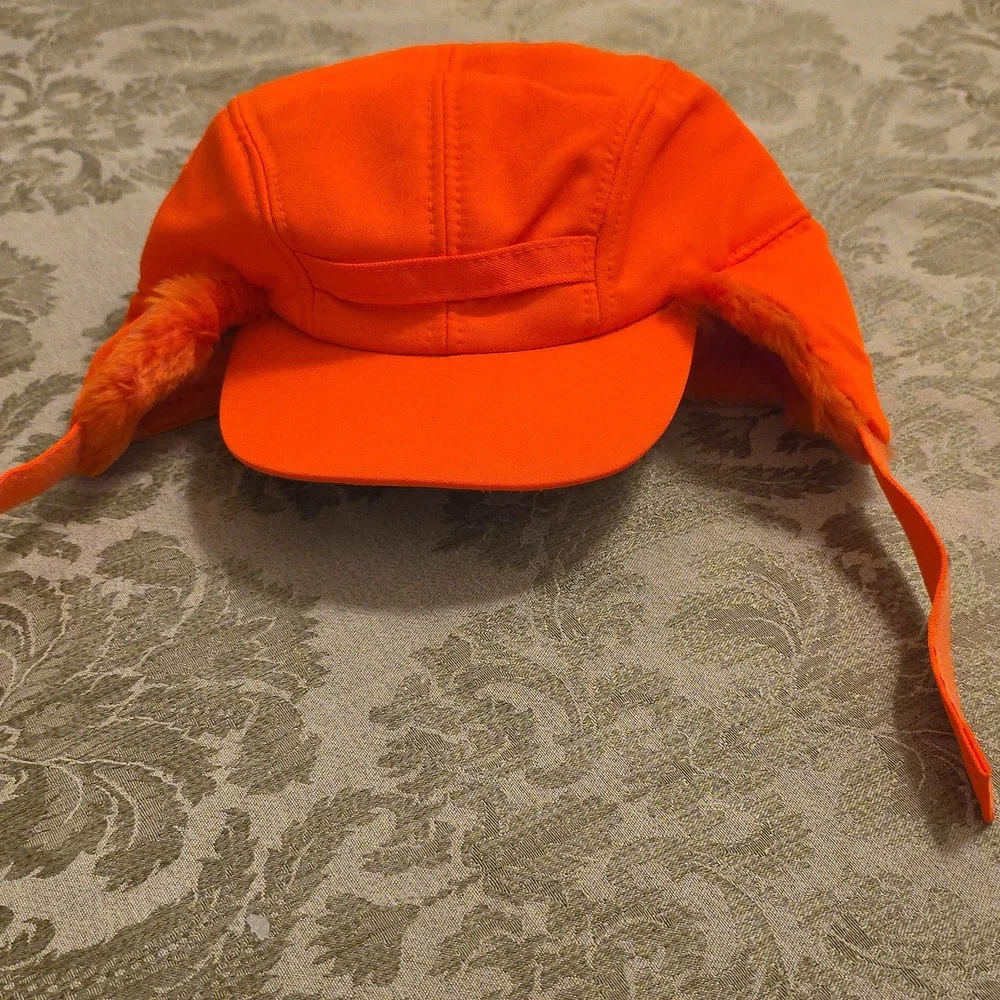 Bright Orange Winter Cap with Ear Flaps - Picture 4 of 4